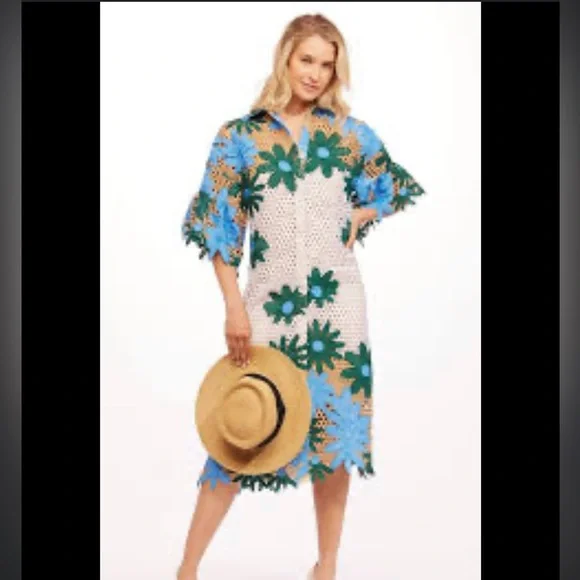 Eva Franco | Dresses | Anthropologie Eva Franco Textured Lace Button Down  Dress | Poshmark
